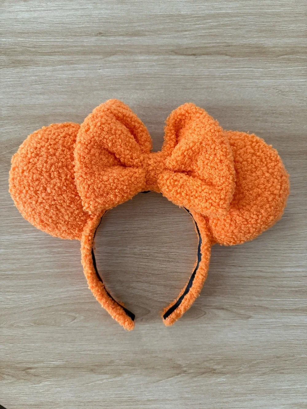 Orange Plush Mouse Ear Headband with Bow